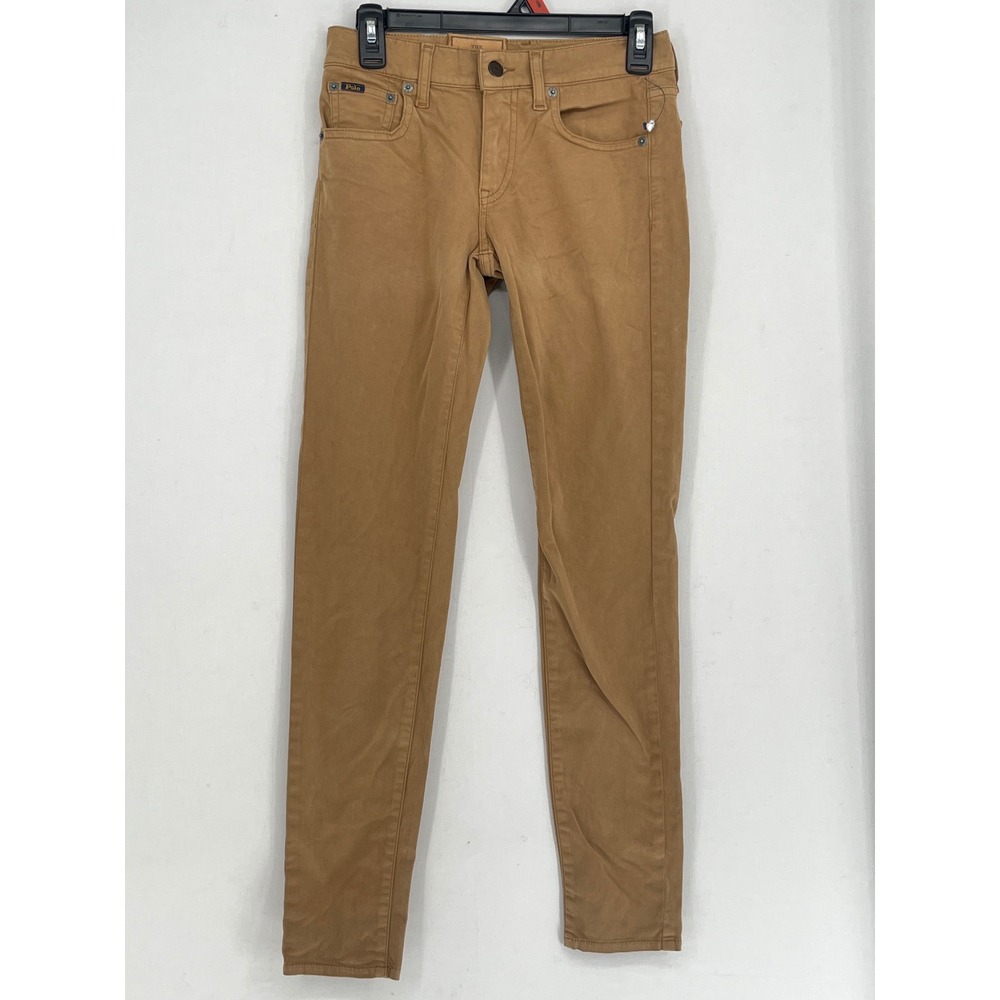 Polo Ralph Lauren Tompkins Skinny Pants Womens 25 Tan Brown Stretch Jeans